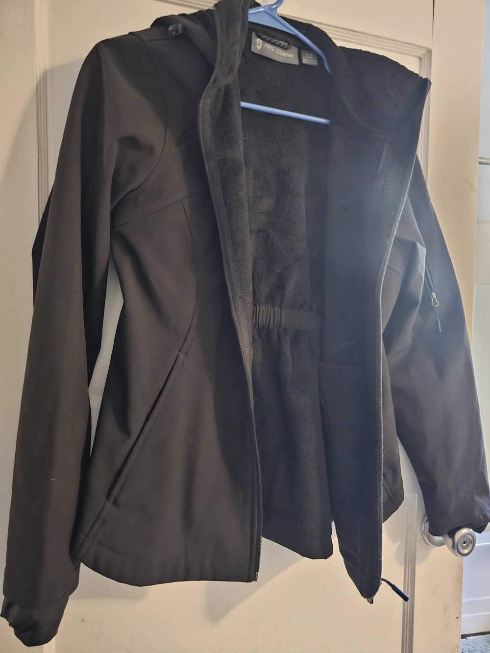 Free Country Black Hooded Utility Jacket with Plush Fleece Lining